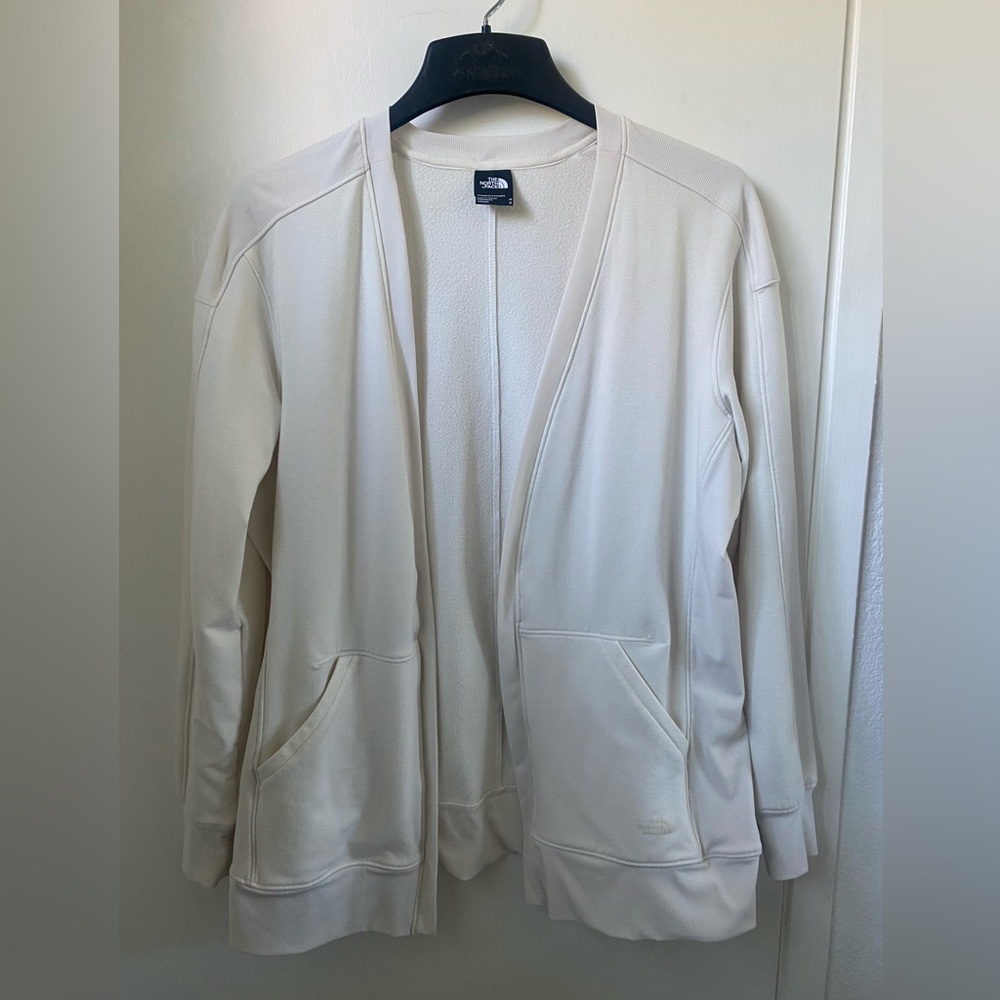 Women’s The North Face Off-White Cream Open Cardigan (size medium)